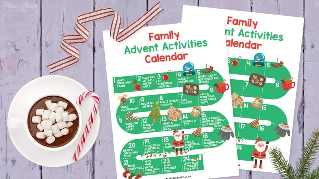 DIY Printable Advent Calendar Ideas that are easy to make and countdown the days until Christmas. #adventcalendar #christmas #kidsactivity