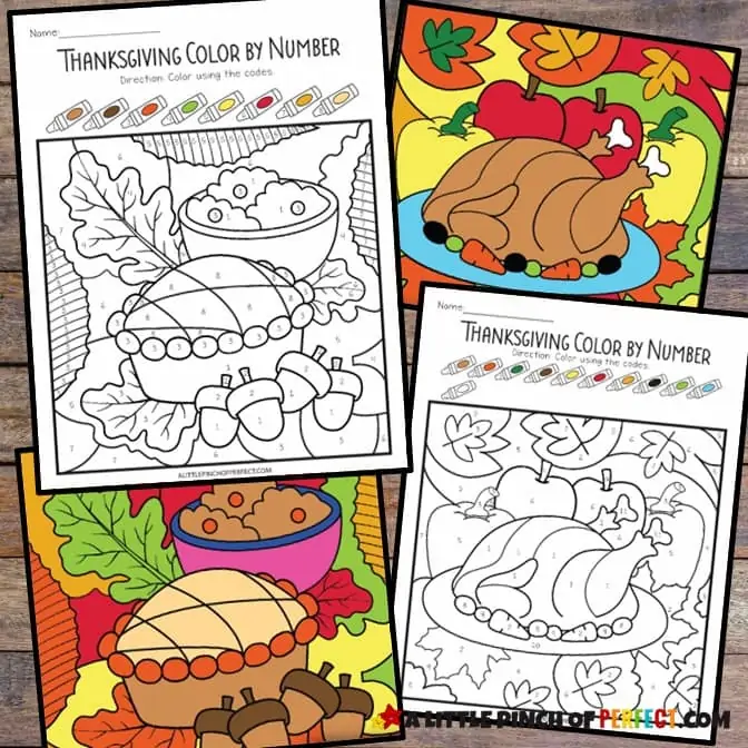 Thanksgiving Color By Number Printables: FREE fun to entertain the kids this holiday. #kidsactivity #thanksgiving #coloringpage