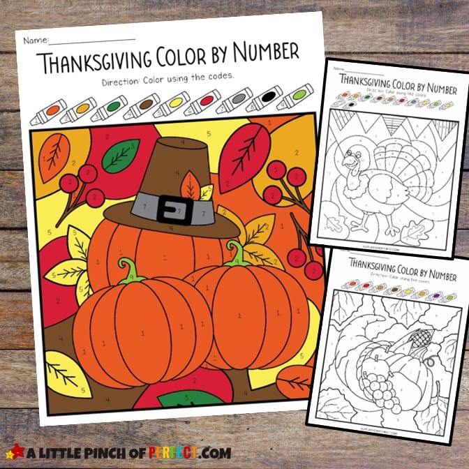 Thanksgiving Color By Number Printables: FREE fun to entertain the kids this holiday. #kidsactivity #thanksgiving #coloringpage