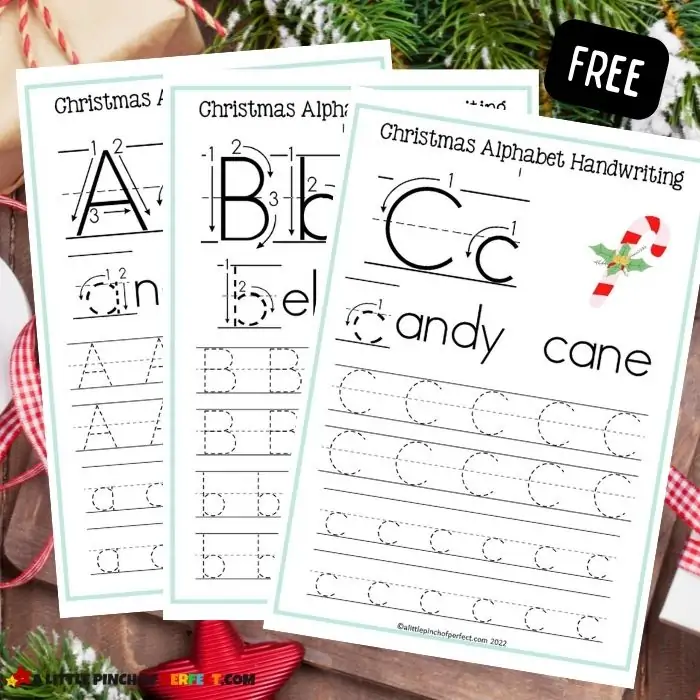 Christmas Alphabet Handwriting Worksheets: Free Printable Activity for Preschool and Kindergarten