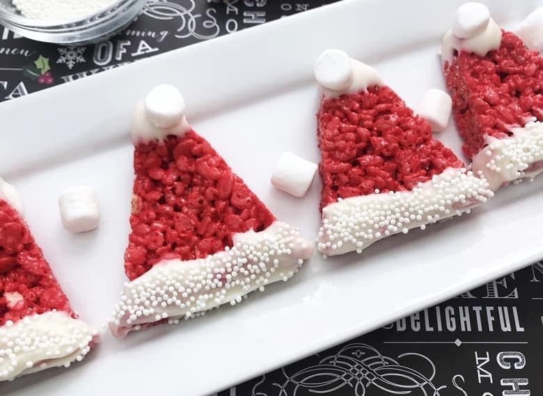 Santa Hat Christmas Rice Krispie Treats: DIY Holiday Desserts