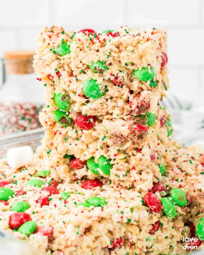 M&M Christmas Rice Krispie Treats: DIY Holiday Desserts
