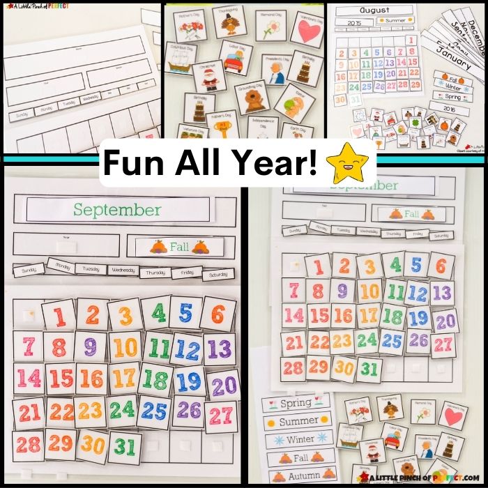 Interactive KIDS Printable Calendar for Home or Classroom: Use For Years