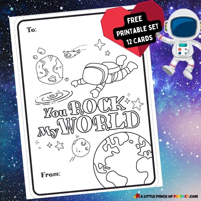 Outer Space FREE Printable Valentines Cards that are Cute and Silly: Perfect for kids to share at preschool, class party, or give to friends and family. 