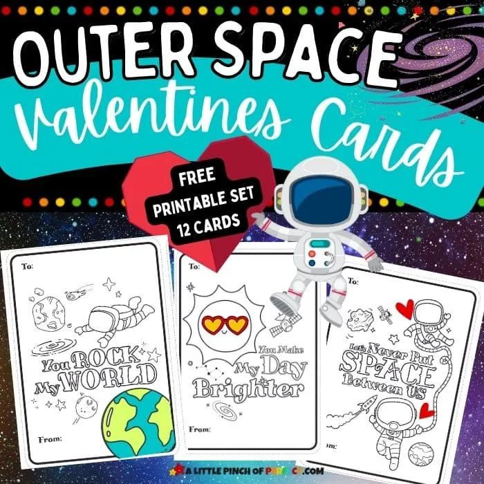 Outer Space FREE Printable Valentines Cards that are Cute and Silly: Perfect for kids to share at preschool, class party, or give to friends and family. 