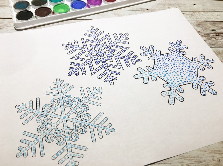 Pointillism Snowflake Art for Kids with Template #kidsactivity