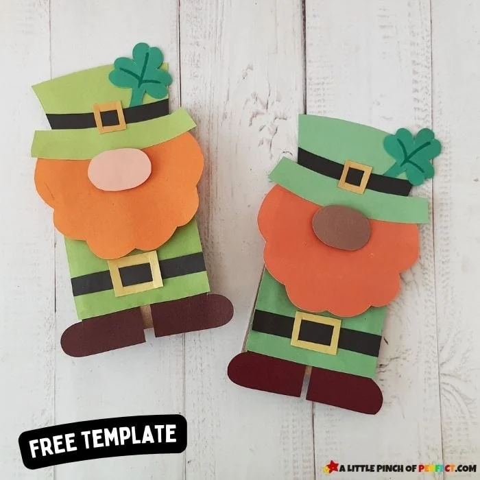 Leprechaun Gnome Paper Bag Craft: Looking for a CUTE St. Patrick’s Day craft to do with your kids or students? This leprechaun one is quick, easy, and has a FREE template! Turn it into a puppet or a treat bag. #kidscraft #kidsactivity #stpatricksday