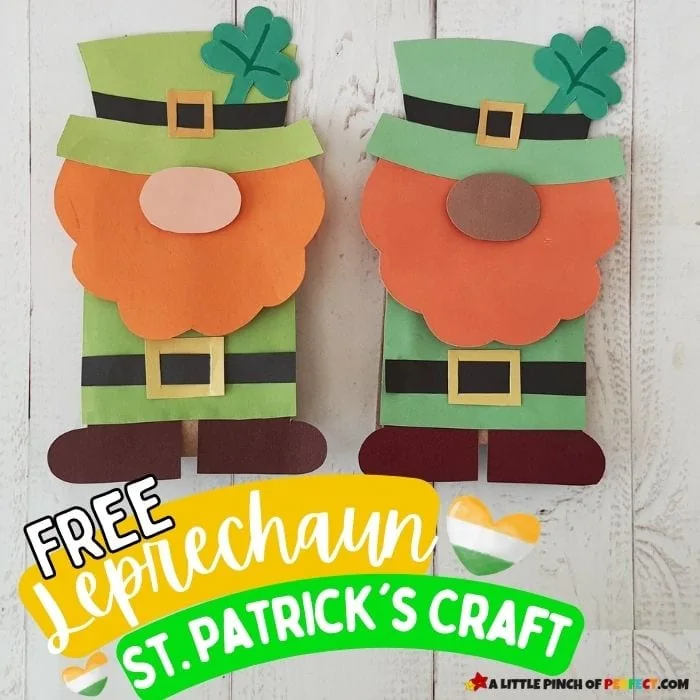 Leprechaun Gnome Paper Bag Craft with FREE Template