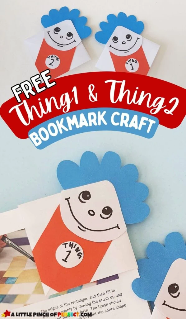 Thing 1 and Thing 2 Dr. Seuss Book Craft and FREE Template for kids. #kidscraft #kidsactivity #preschool
