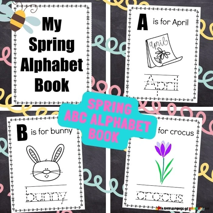 Spring ABC Alphabet Coloring Book for Kids: Kids can color, trace, and read their spring themed alphabet book to learn the ABC's. #preschool #kindergarten #homeschool #kidsactivity