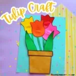 Make a pretty paper flower tulip craft using the free printable template that comes with a flower pot to put the flowers in too! It's a perfect spring craft for kids and adults. #kidsactivity #craft