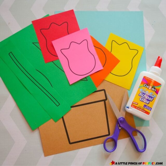 Tulip Flower Kids Craft and FREE Template - A Little Pinch of Perfect