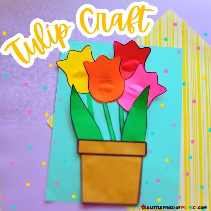 Tulip Flower Kids Craft and FREE Template
