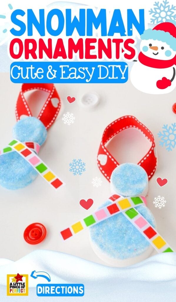 Learn how to make an ADORABLE snowman ornament with recycled milk lids for an INEXPENSIVE holiday craft for kids. They'll look so CUTE hanging on your Christmas tree! #christmas #craft #ornament