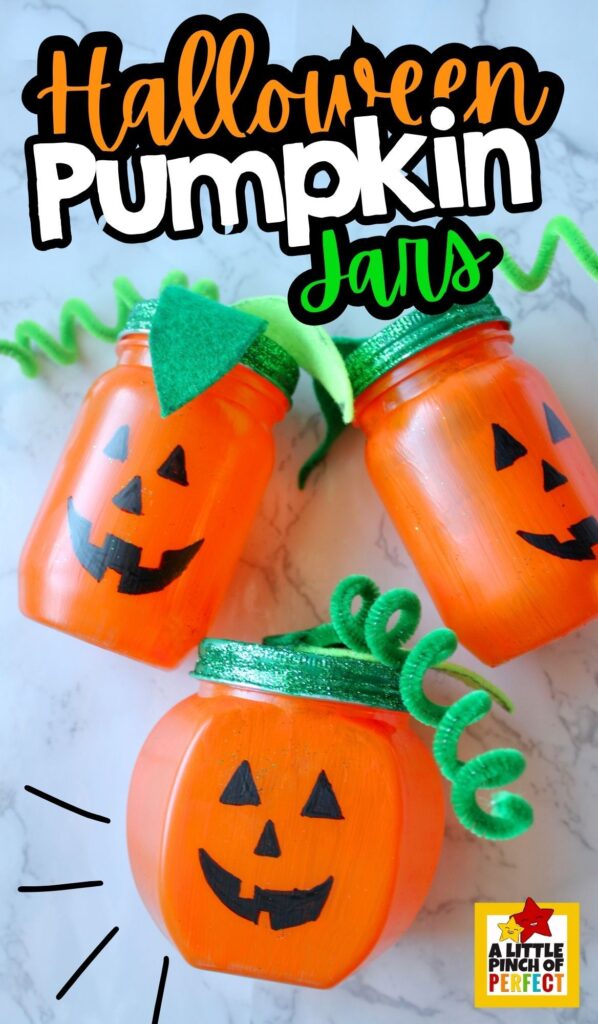 Pumpkin Jar Craft: Kids and adults can turn a mason jar into a pumpkin with a smiling face that can even glow like a jack-o-lantern. #halloween #craft #diy #masonjar