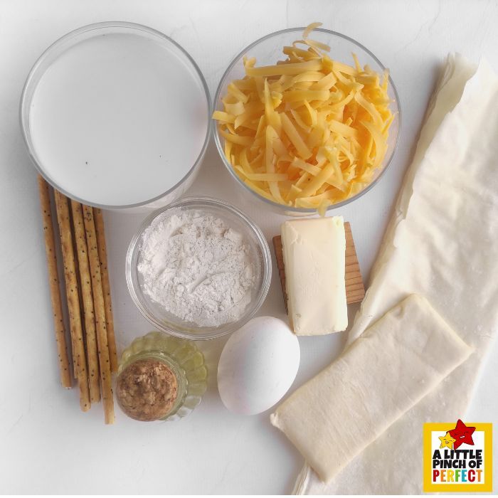 Ingredients for Witches Broom Cheese Dip Recipe for Halloween