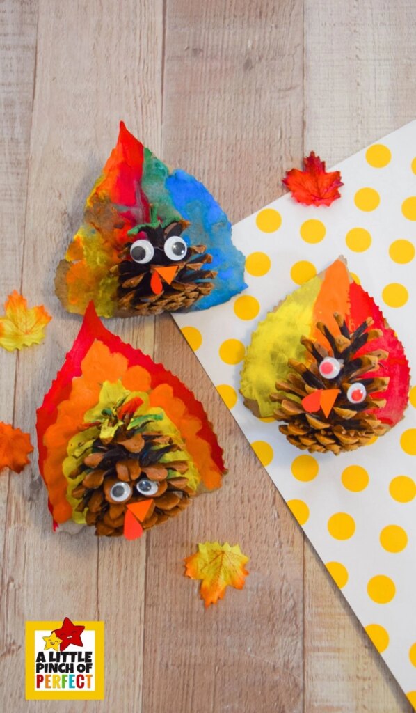 Thanksgiving Turkey Pinecone and Leaf Craft: A FUN Nature Craft for Kids a DIY activity that's simple, budget-friendly, and brings festive cheer to your home or classroom.