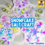Painted Salt Snowflake Craft: Print the snowflake template, add glue and salt, then paint on colors for a FUN winter arts and craft project PERFECT for kids of all ages!