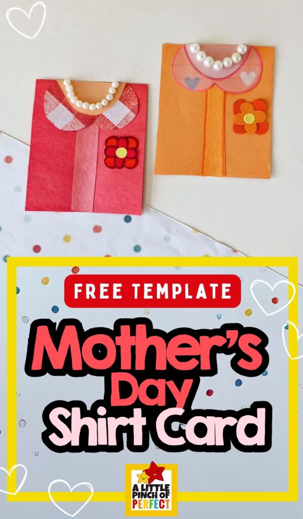 Mother's Day Shirt Card Free Template: Create a cute shirt card with flowers and a necklace with kids using our free printable!