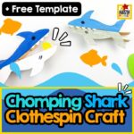 Make this fun and easy Clothespin Shark Craft using our free printable template! Kids will love creating a chomping shark that "eats" a fish—perfect for ocean themes and Shark Week fun.