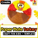 Finished paper plate turkeys displayed on classroom bulletin board as Thanksgiving decorations.