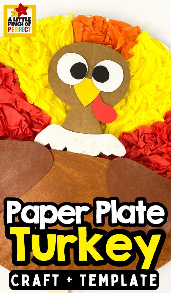 Finished paper plate turkeys displayed on classroom bulletin board as Thanksgiving decorations.
