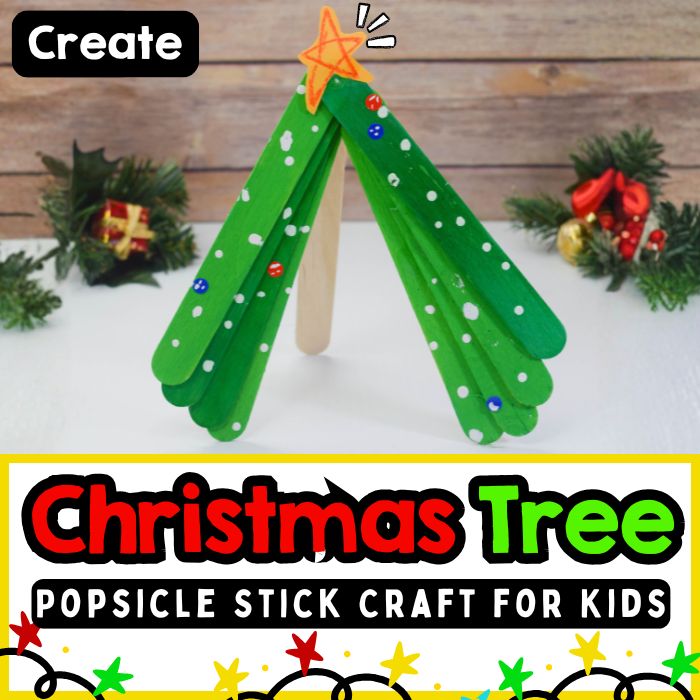 Easy Popsicle Stick Christmas Tree Craft for Kids