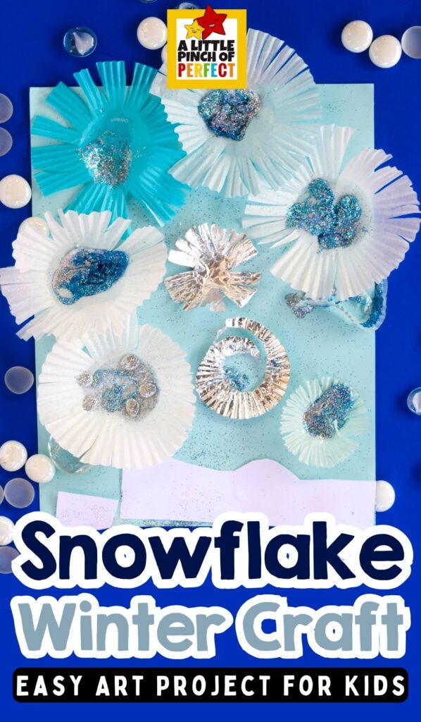 Snowflake Craft for Kids: Colorful winter snowflake made from cupcake liners
