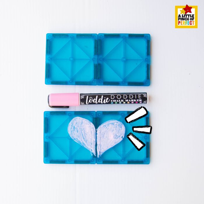 Magnet Tile Color-Matching Heart Puzzles (Easy Learning Activity for Kids) &ndash; chalk marker hearts on matching colored magnet tiles