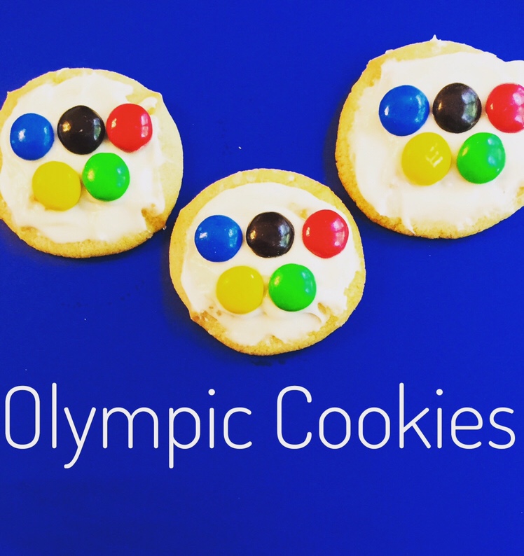 Olympic Activities for Kids: Olympic ring cookies decorated with colorful M&M candies