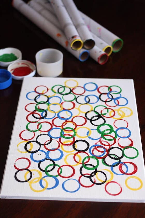 Olympic Activities for Kids: Olympic rings stamp and paint art project for children