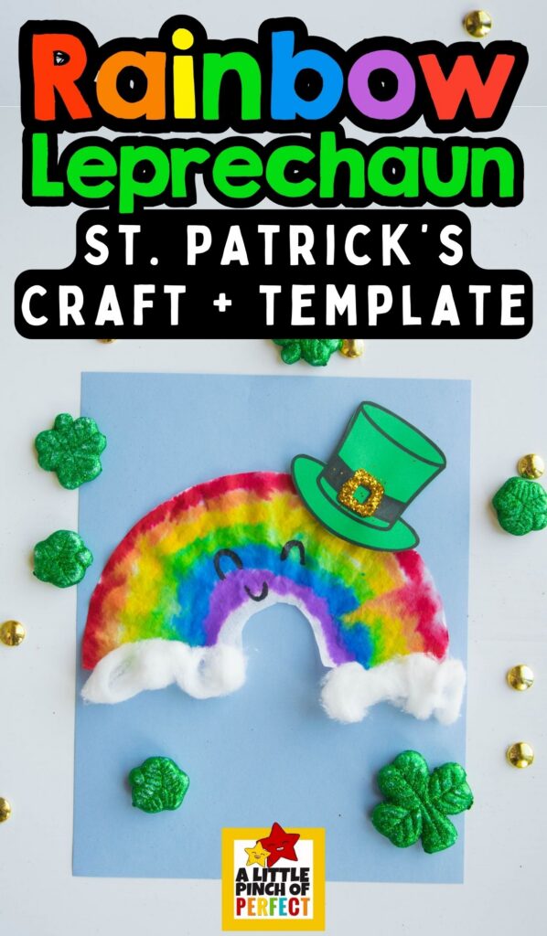 Coffee Filter Rainbow Leprechaun Craft for St. Patrick&rsquo;s Day (+ Hat Template) with a smiling leprechaun face added