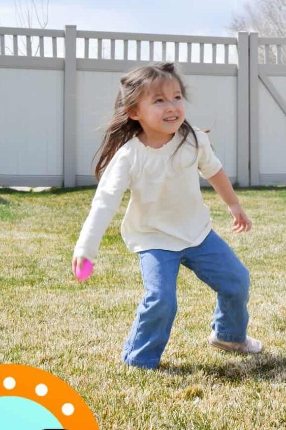 Active Easter Egg Games for Preschoolers with plastic Easter Eggs, gross motor activity