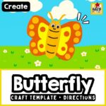 Butterfly Craft for Kids: Cute and easy butterfly craft with free printable template, fun spring activity for kids to decorate with markers, stickers, and glitter