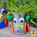 Recycled Tin Can Robot Craft for Kids (Earth Day Craft + STEM Activity) – easy Earth Day craft that turns tin cans into silly robots kids will love