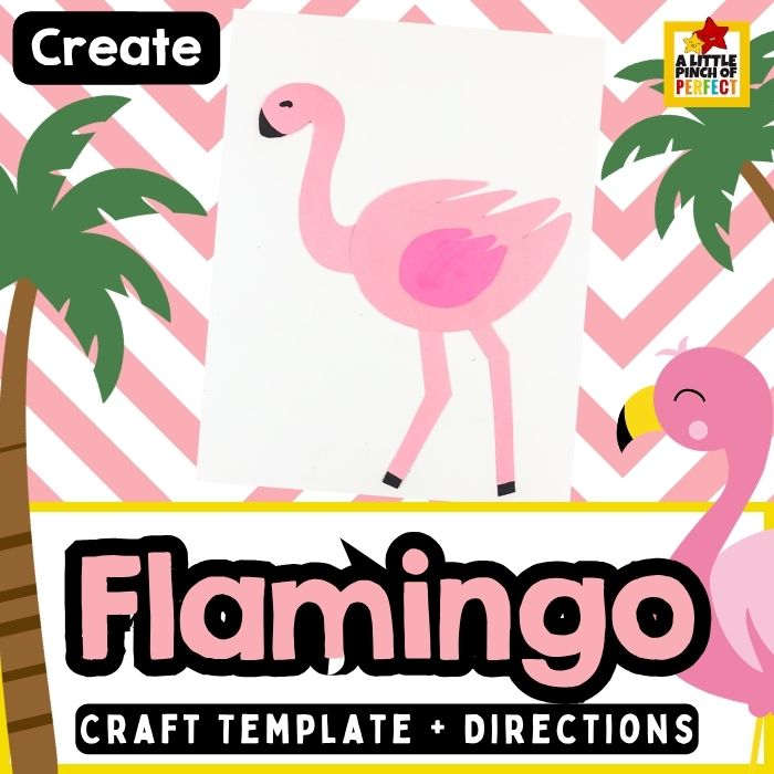 Flamingo Craft for Kids (Free Printable Template), tropical summer craft for kids inspired by flamingos and coastal habitats