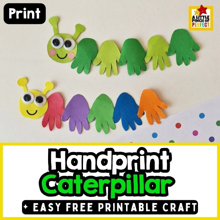 Handprint Caterpillar Craft for Kids (Free Template)