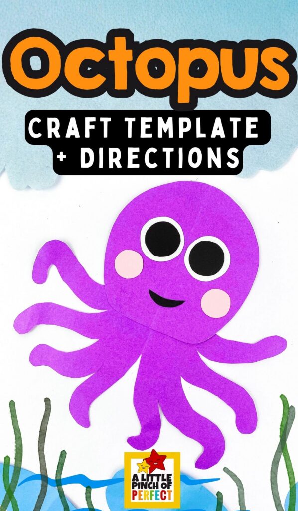 Octopus Craft for Kids (Free Printable Template), bright and fun ocean themed craft for kids featuring a printable octopus cut and paste activity