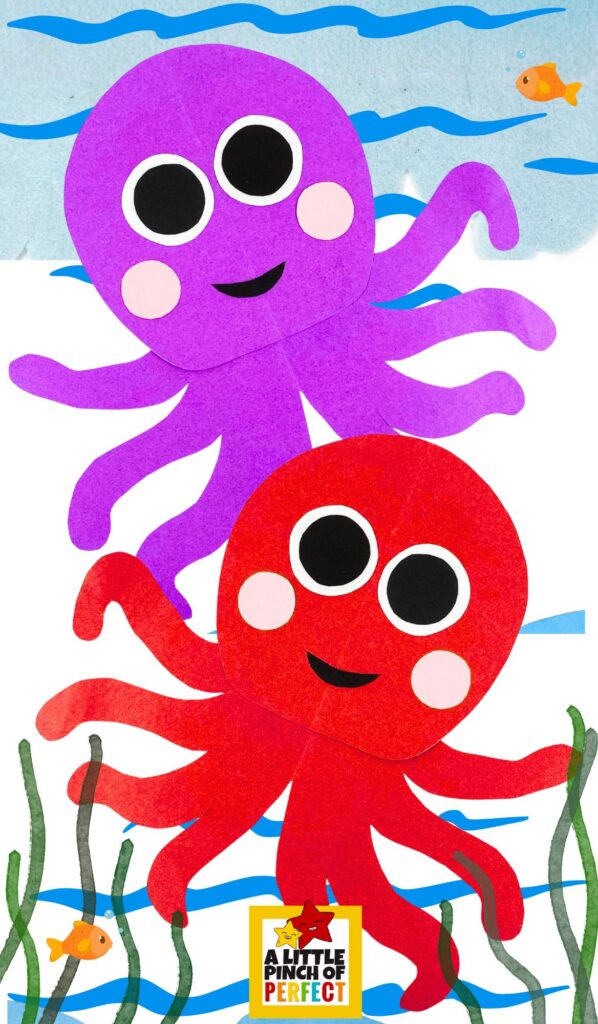 Octopus Craft for Kids (Free Printable Template), easy summer ocean craft for kids with printable head and legs template for cutting, coloring, and gluing