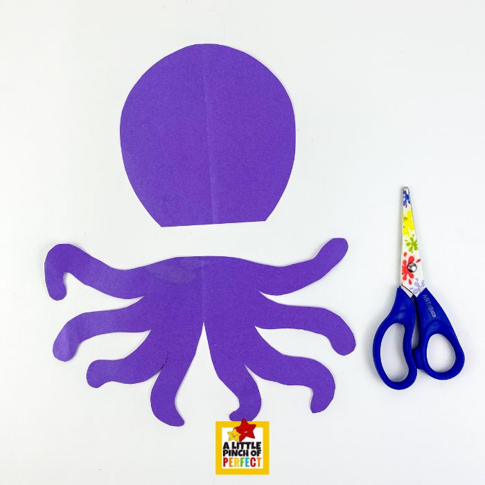 Octopus Craft for Kids (Free Printable Template), easy summer ocean craft for kids with printable head and legs template for cutting, coloring, and gluing