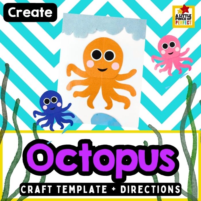 Octopus Craft for Kids (Free Printable Template), cute ocean animal craft for kids with easy printable octopus template for coloring and decorating, perfect for summer