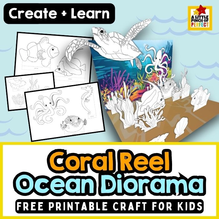 Coral Reef Diorama Craft for Kids (Free Printable)