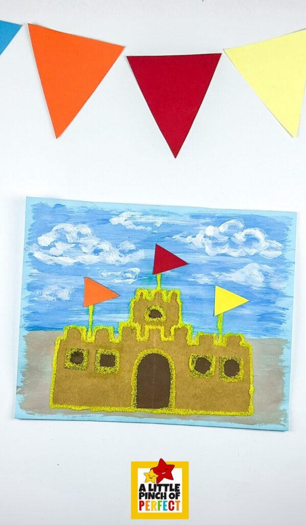 Looking for a simple summer art activity? This Sandcastle Art Project for Kids combines creativity, fine motor practice, and sensory fun with colorful craft sand and a printable template.
