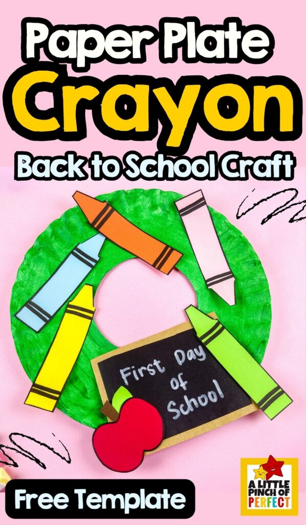 Back to School Paper Plate Crayon Wreath Craft and Template &ndash; Create a colorful school-themed decoration with this easy paper plate craft for kids.