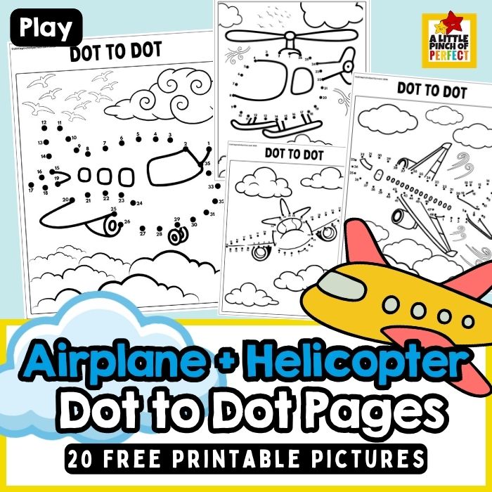 Free Airplane & Helicopter Dot-to-Dot Printables ✈️🚁 Make math practice more fun with these transportation-themed connect-the-dots for kids!