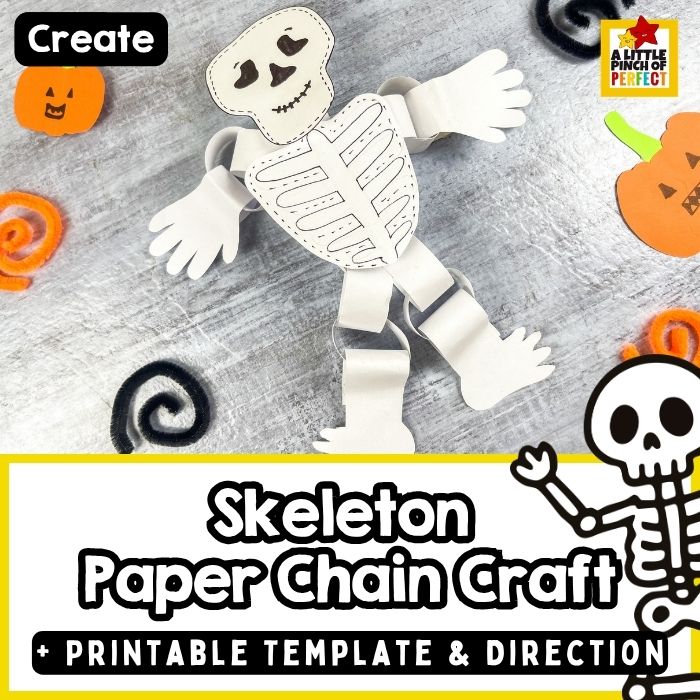 Dancing Skeleton Paper Chain Craft for Kids with Template
