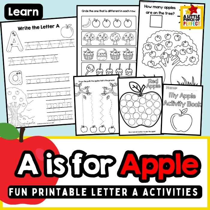 Apple Printable Worksheets for Preschool &ndash; Fun Letter A Activities & Learning&nbsp;Pack