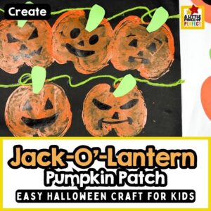 Apple Stamping Jack-O&rsquo;-Lantern Pumpkin Patch: Easy Halloween Craft for Kids