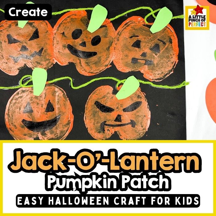 Apple Stamping Jack-O&rsquo;-Lantern Pumpkin Patch: Easy Halloween Craft for Kids