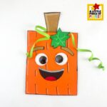 This easy pumpkin paper bag craft is perfect for fall and Halloween! 🎃 Kids can make their own cute pumpkin bag using the free printable template. Inspired by Spookly the Square Pumpkin, this is a fun classroom or at-home craft for kids.